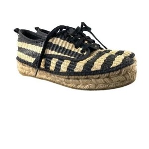 Espadrilles Espadrille Damenschuhe Gr. 36 Gr.6 cremeschwarz gestreift Schnürschuhe, gewebt - Bild 1 von 11