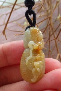 Certified Yellow 100% Natural A Jade jadeite Pendant Bat Money Bag 代代有钱 516362 - Picture 1 of 9