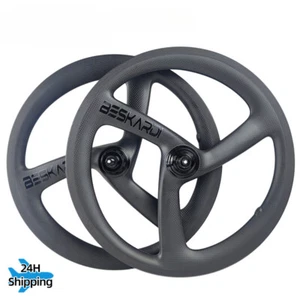 Folding Bike 16inch 349 3 Spokes 7Speed Carbon Wheels 74/112mm Rim Brake - Picture 1 of 13
