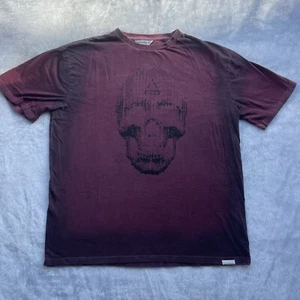 Eleven Paris Men's XL/TG Maroon Skull T-Shirt Rhubarb Spray Cotton Top - Picture 1 of 9