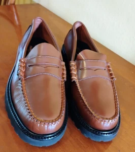 bass LARSON LUG CONTRAST whiskey SIZE 9 D LOAFERS penny - Picture 1 of 6