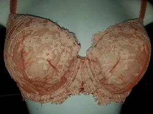 Victoria's Secret Womens Sz 32DD Dream Angels Push Up Bra Orange Lace Underwire - Picture 1 of 8
