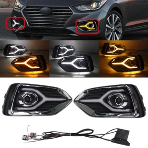 For Hyundai Accent 2018-22 LED Daytime Running Light Fog Lamp with Turn Signal - Picture 1 of 21