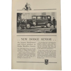 Vintage 1929 Dodge Five Passenger Sedan Wire Wheels Ad Advertisement - Picture 1 of 4