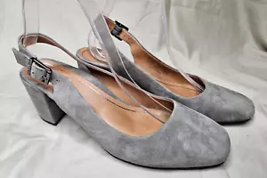 Vionic Nareen Pumps Womens 9.5 Gray Suede LealthSlipback Square Toe Heels Padded - Picture 1 of 10