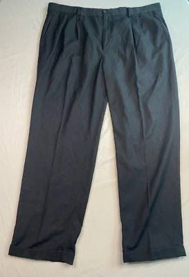 Colours By Alexander Julian Mens Dress Pants Size 42x32 Black Pin Stripe Cuffed Foto 1 de 4