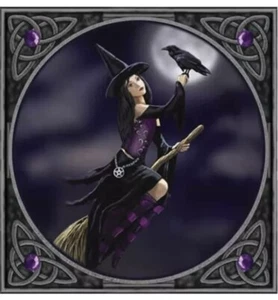 Lisa Parker Messenger And Raven Greeting Card (blank Inside) Witch Celtic Goth - Picture 1 of 1