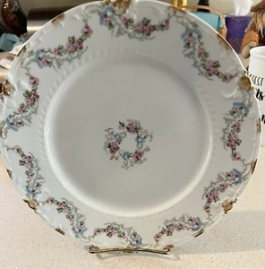 HAVILAND LIMOGES PIATTO SCHLEIGER ROSE ROSA, FIOCCHI BORDO ORO - Foto 1 di 6