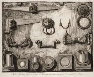 F. PIRANESI (1758-1810), Verzierungen und Beschläge aus Pompeji, 1806, Rad. - Bild 1 von 6