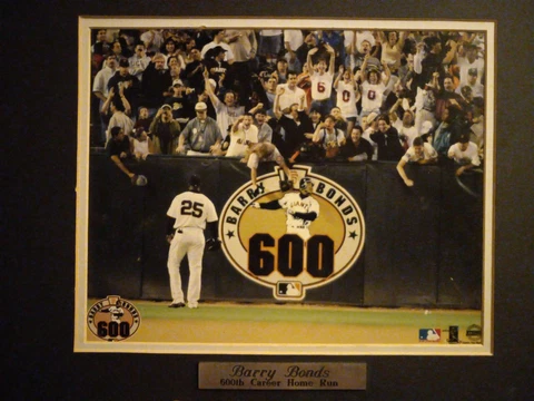 Barry Bonds Matted Photo commemorative poster 600 Career Home Run Action shot Cover