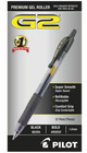 Pilot® G-2™ Retractable Gel Pens, Bold Point, 1.0 mm, Clear Barrels, Black Ink 