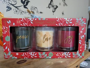 Yankee Candle Peace Love & Joy Tumbler Candle Gift Set 3 X 226g Jars - Picture 1 of 9
