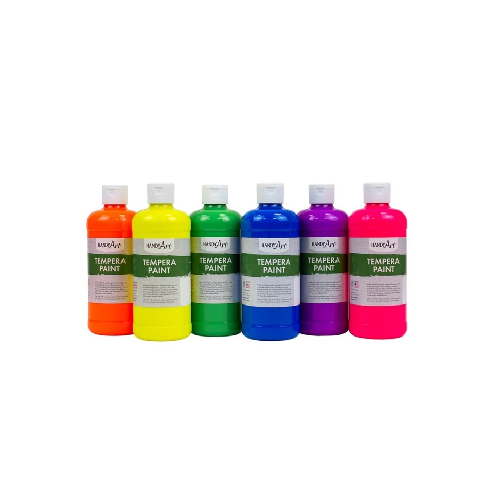 Handy Art Tempera 6-Color Fluorescent Pint Set - Image 1 of 1