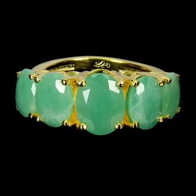 Anillo de plata de ley 925 ovalado esmeralda 9x7 mm piedras preciosas naturales joyería tamaño 6,5 Foto 1 de 4