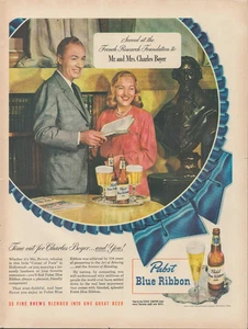 1948 Pabst Blue Ribbon Beer Mr. & Mrs. Charles Boyer Vintage Print Ad - Picture 1 of 1