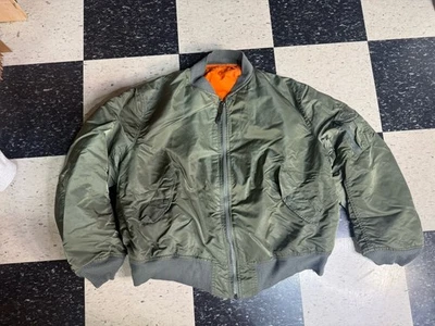 Vintage Alpha Industries Jacket Mens XXL Green MA-1 Military Flight Bomber 70s - Image 1 of 4