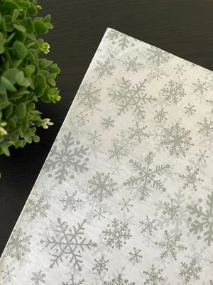 SILVER SNOWFLAKE FLURRY Design Tissue Paper Sheet Choose Size & Package Amount - Image 1 of 4