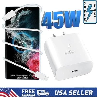 Cable cargador de pared súper rápido USB tipo C de 45 W para Samsung S25 S24 S23 S22 S21 S20 Foto 1 de 4