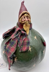 Vintage neu handbemalt Santa Weihnachtsmann Kürbis Figur Volkskunst Neu mit Etikett - Bild 1 von 22