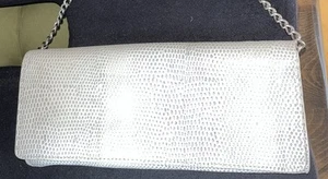 Vintage Ann Taylor Schlangenleder Echtleder Schultertasche/Clutch silberne Beschläge gebraucht, in einwandfreiem Zustand - Bild 1 von 13