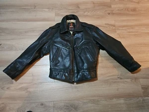 Vintage WRD Chevignon Black Advance Leather Corp Legend Jacket  M size Biker - Picture 1 of 12
