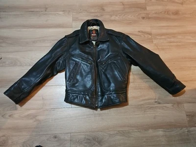 Vintage WRD Chevignon Black Advance Leather Corp Legend Jacket  M size Biker - Image 1 of 4