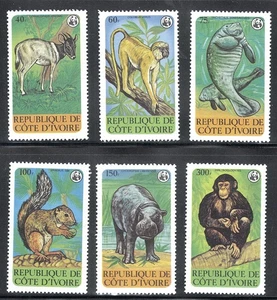Ivory Coast Mint MH Sc# 528/533 SG# 613/618 wildlife set WWF fauna Chimp 1985 - Picture 1 of 2