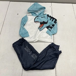 Shein Blue Dinosaur T-Rex Print 2 Piece Tracksuit Boys Size 5Y NEW - Picture 1 of 9