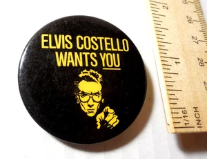 Vintage Elvis Costello Wants You Pin Button Rock 80s - Picture 1 of 3