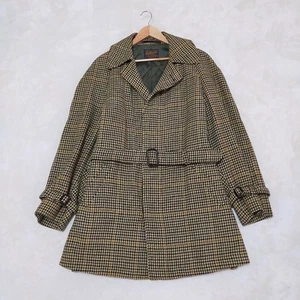 Pendleton Wool Houndstooth Long Trench Coat L - Picture 1 of 10