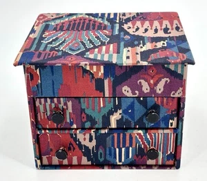 COLLIER CAMPBELL Small Fabric Covered Storage Trinket Jewellery Box - Picture 1 of 10