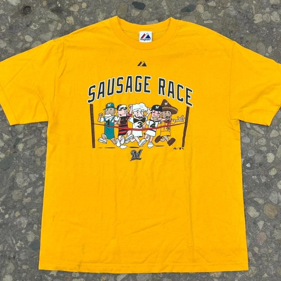 Camiseta Retro Milwaukee Brewers Sausage Race Color Margarita VK01509 Foto 1 de 1