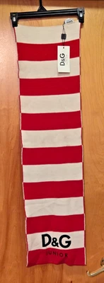 Dolce&Gabbana Junior Bufanda Mezcla Lana Rojo y Blanco  Foto 1 de 4