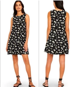 NWTS GAP OLD NAVY XL BLACK W WHITE TAN FLOWERS SLEEVELESS SWING DRESS - Picture 1 of 15