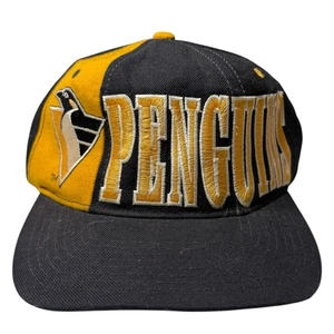Vintage Pittsburgh Penguins NHL Spell Out Starter Hat 90's Snapback Tri Power - Picture 1 of 9