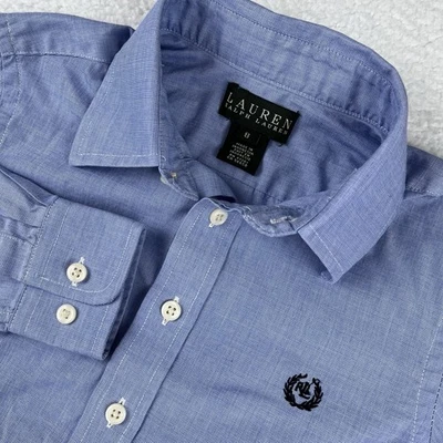 Camisa Oxford Ralph Lauren Niño 8 Azul Manga Larga Con Botones Cresta Preppy Pony Foto 1 de 4