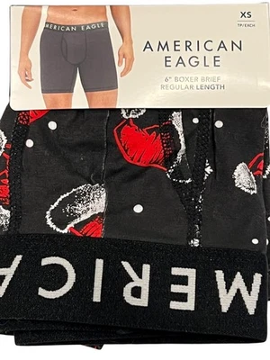 Новый с Ярлыками AMERICAN EAGLE 6» боксера бриф Sz XS-M-XL черный красный Рождество Санта шляпы #97 - Изображение 1 из 4