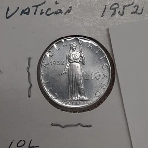 1952 Vatican City 10 Lire Aluminum Coin of Pope Pius XII-KM#52 UNC - Picture 1 of 2