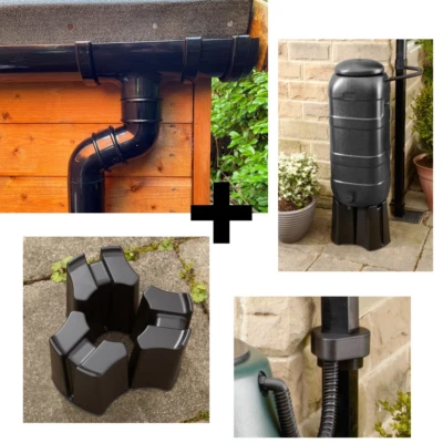 Gutter & 100l Water butt Kit, For Shed, Garage, Outhouse DIY Easy install - Image 1 of 4
