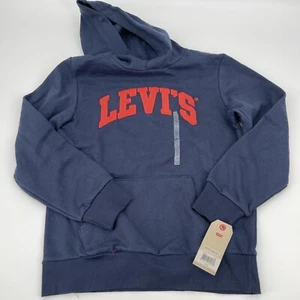 Nuevo con etiquetas Sudadera con Capucha Levi's Azul Marino Rojo Deletreado Manga Larga Juvenil Talla L 12-13 Años - Imagen 1 de 4