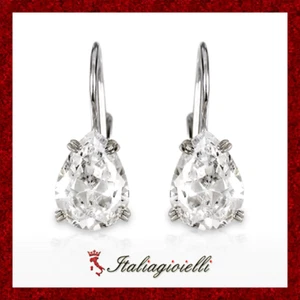 Orecchini Goccia Brillante Donna in Argento 925 rodiato Oro Bianco - Foto 1 di 6