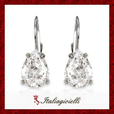 Orecchini Goccia in Argento 925 Rodiato Oro Bianco - Immagine 1 di 4