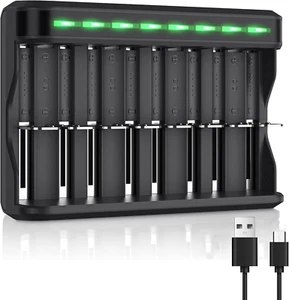 Caricabatterie Universale Pile Ricaricabili AAA AA C D, USB Carica Rapida LED Di - Foto 1 di 6