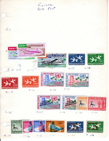 Guinea Stamp Lot #3: AIRMAIL, SEMI-POSTAL, POSTAGE DUE, LOOK: 7 Pages !! Cover