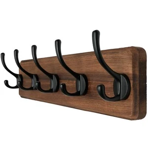 Coat Rack Wall Mounted with 5 Coat Hooks - Heavy Duty Wooden Wall Coat Hanger... - Picture 1 of 8