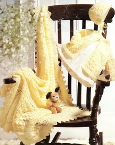 Matinee jackets bonnet shawl baby knitting pattern copy 8 ply Newborn to 1 year - Picture 1 of 2