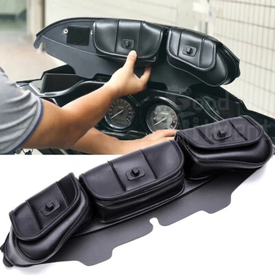 Carenagem bolsa para pára-brisa 3 bolsos Harley Touring Electra Street Tri Glide 96-13 - Imagem 1 de 4