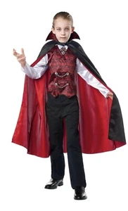 NIP New Boys Vampire Halloween Costume Small 4/6 Red Black Shirt Cape - Picture 1 of 1