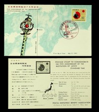 JAPAN 1961 75TH ANNIN. OF INSTITUTION OF JAPAN STANDARD TIME FDC W/ 10y+ CARD