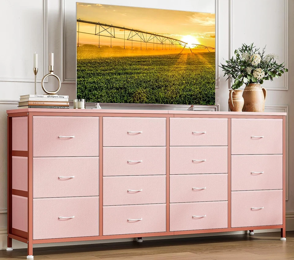 14 DrawerS Dresser TV Stand for 65 70 75 Inch TV Large Long Fabric Dresser - Image 1 of 4